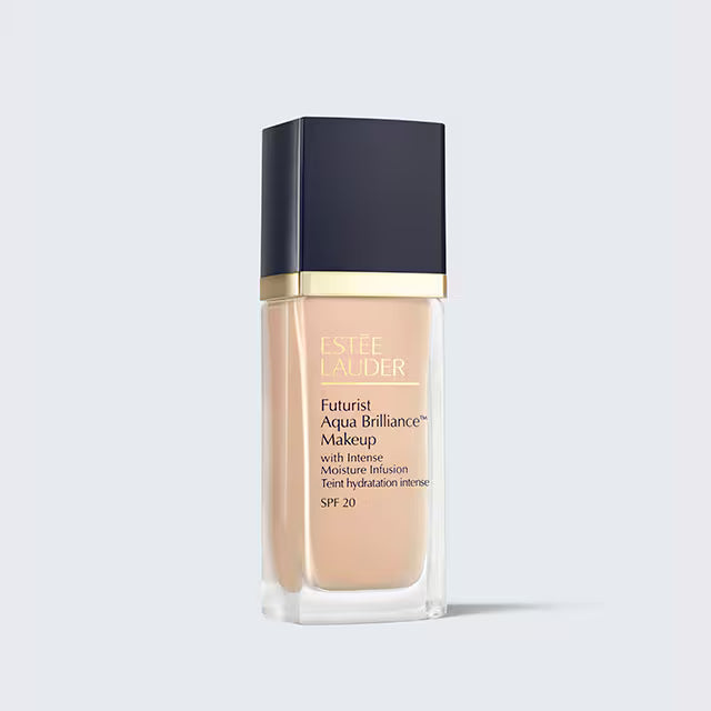 Estée Lauder Futurist Aqua Brilliance™ Makeup with Intense Moisture Infusion SPF 20, a hydrating liquid foundation.