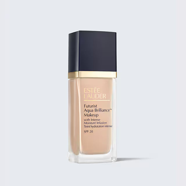 Estée Lauder Futurist Aqua Brilliance™ Makeup with Intense Moisture Infusion SPF 20, a hydrating liquid foundation.